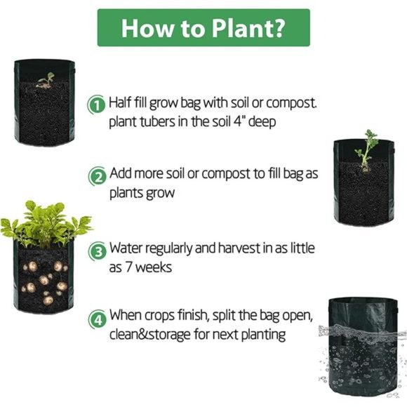 4Pack 10Gallon Garden Potato Grow Bags with Flap and Handles Aeration Fabric Pot - Picture 4 of 6